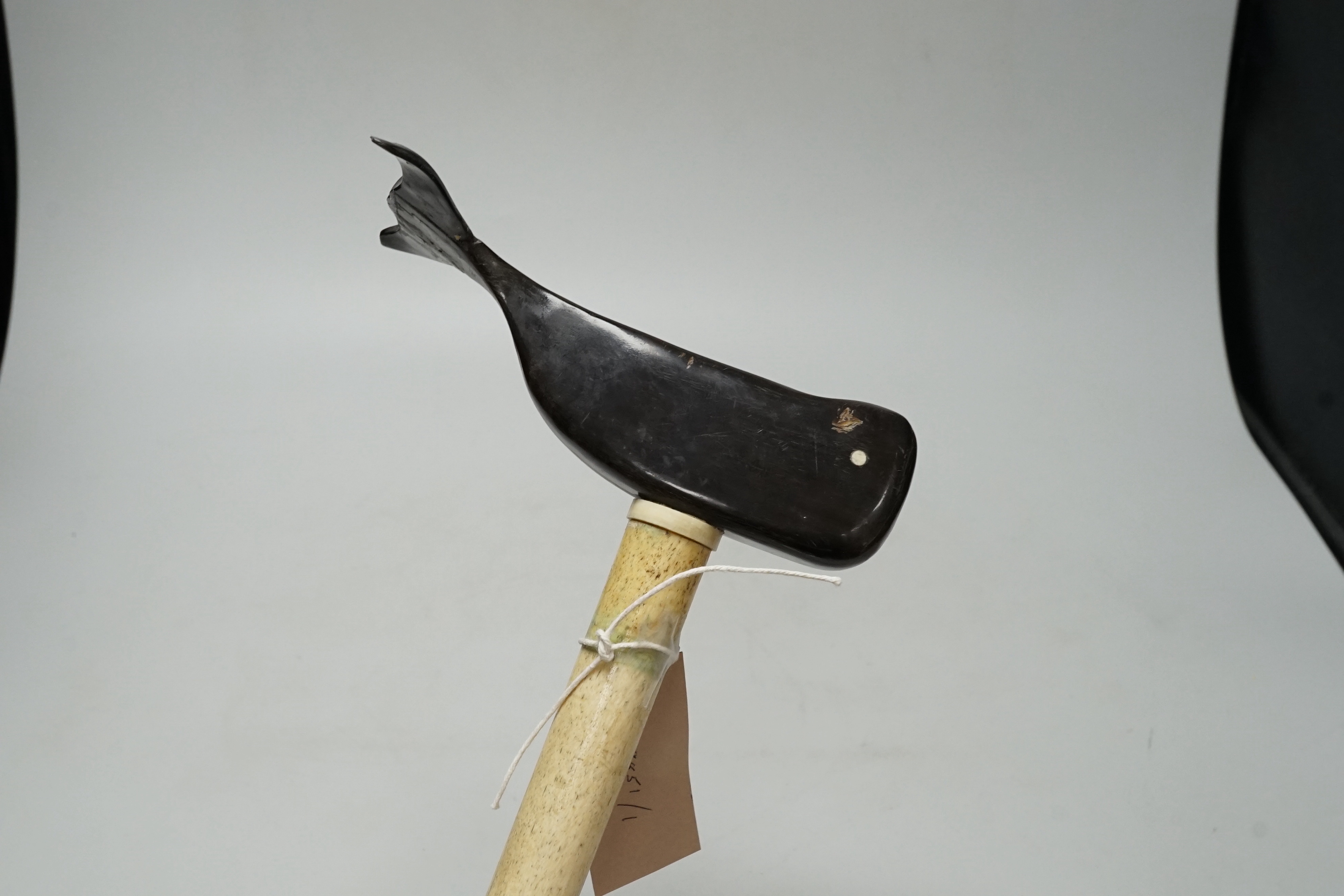 A whale bone and balleen walking stick, 92cm tall